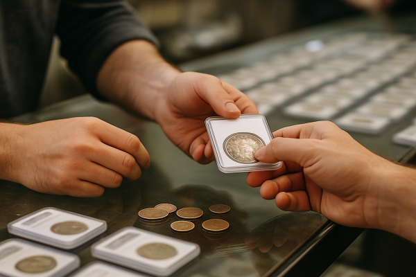 Hands exchanging a graded silver coin during a sale at a coin shop counter. Title Tag: Coin Collection Sale Transaction at Coin Shop Counter I'm here You got this Now start Come on man leave it up planet as I still working out for you man Play food Designate your enemy Any round you fire will float around in 5METERS and state definition rounds for this bad at work Sir shovel is running Do you read me All right here's the deal we had satisfactory until we see a shuttle around in crash that they Mesa dated OK copy that OK i'm goodbye boys you're getting this weather all right now let's go let's play ball You're nervous no I'm not going to **** die Go Acceleration to supersonic experience in 15 seconds Citizen Identified John Carlisle N 8321 I have a situation here Lovely to hear your voice there's a citizen fairing sensitive brain data out of the city right now some thieves are trying to hijack you don't call it recently deactivated agent if I **** information man Oh that's a real contract Come on